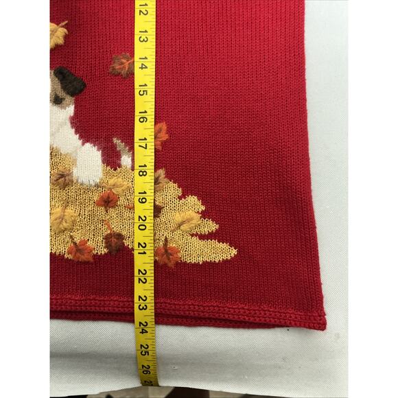 Vintage Northern Isles Sweater Womens Size Medium Red Puppy Dog Fall Leaves - Picture 8 of 9